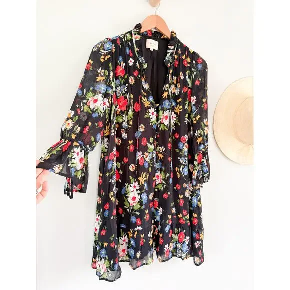 Sezane Sézane | India Dress Black Floral | Sz 36 // US Sz 4 - Picture 3 of 12